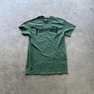 Thrasher Magazine Grunge Green Mens size S